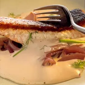 SALMON WITH FENNEL-CASSIS ESPUMA