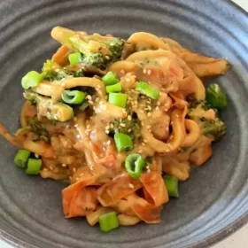 PEANUT UDON NOODLES WITH VEGETABLES