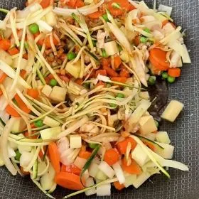PLAT DE LÉGUME ET DE POISSON AU WOK