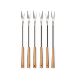 fondue forks with a wooden handle 